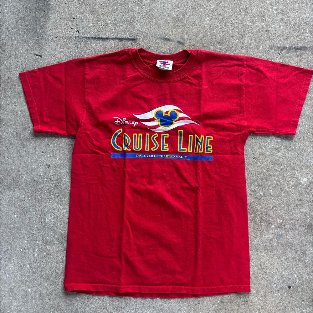 Disney Red Crewneck T-Shirt with Cruise Line Logo